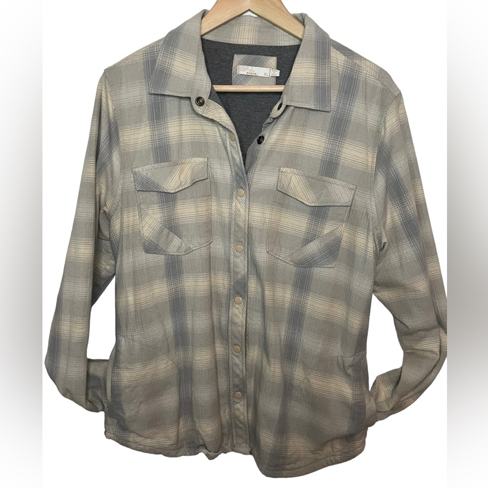 Prana Flannel Button Down Shacket XL Extra Large